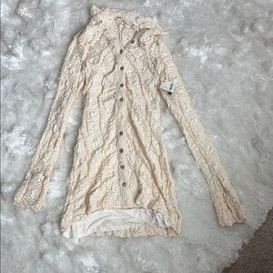 Cream Textured Button-Up Shirt